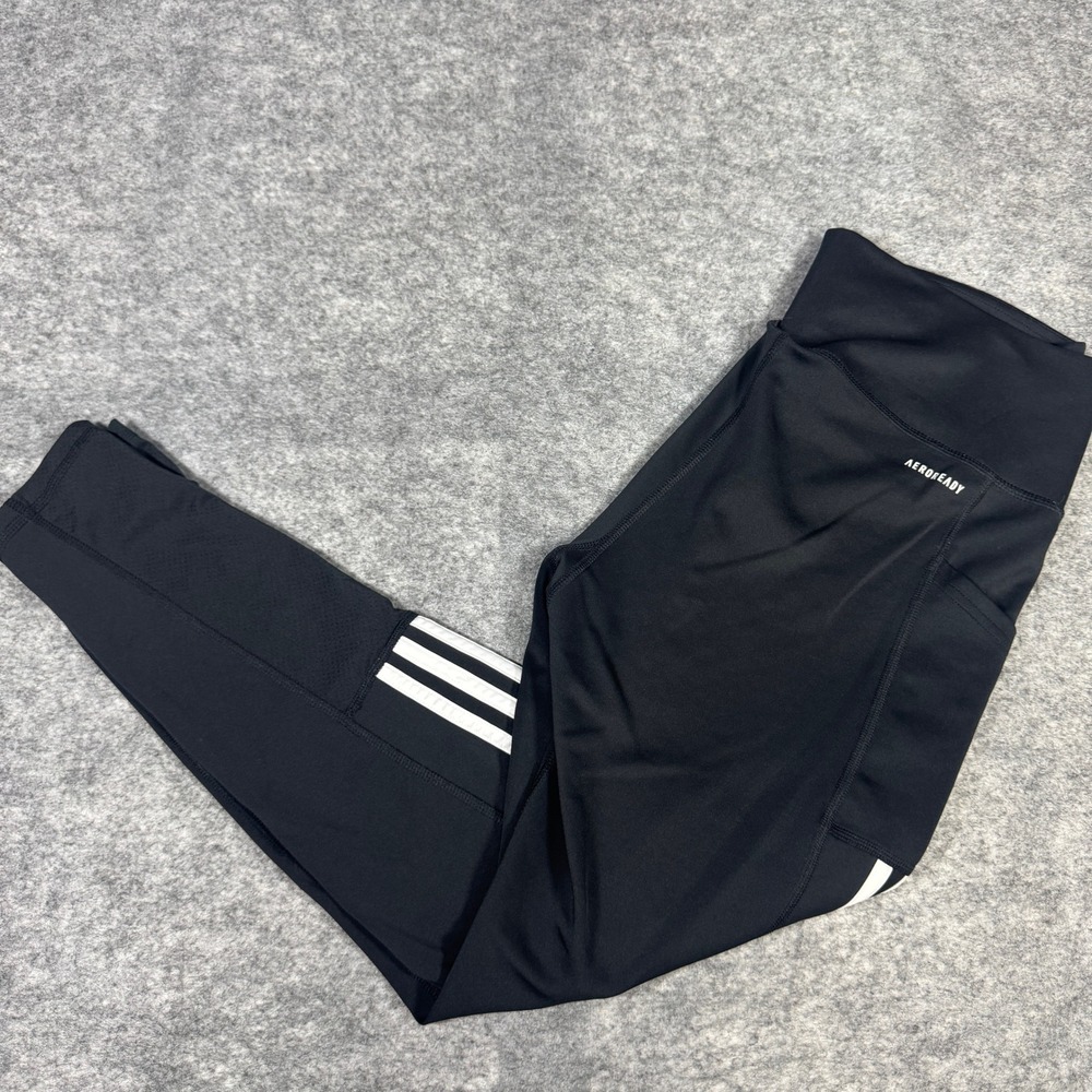 Adidas Primegreen Aeroready Black 3-Stripe High Waist Leggings Womens Large